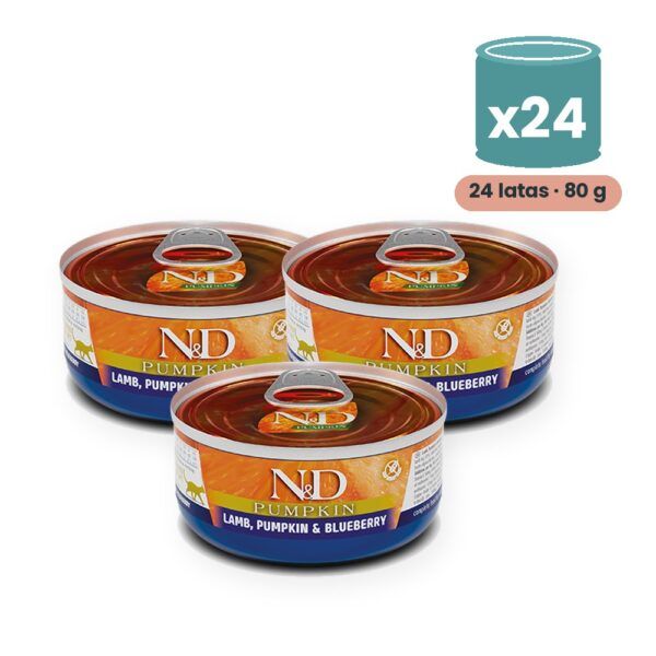 Farmina N&D Pumpkin Cordero, Calabaza y Arándanos Comida Húmeda para Gatos Pack 24x80 g