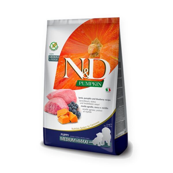Farmina N&D Pumpkin Cordero y Arándanos Pienso Sin Cereales para Cachorros Medianos y Grandes
