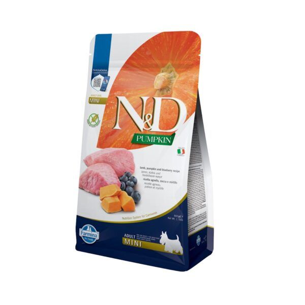 Farmina N&D Pumpkin Cordero y Arándanos Pienso Sin Cereales para Perros Mini 800 Gr
