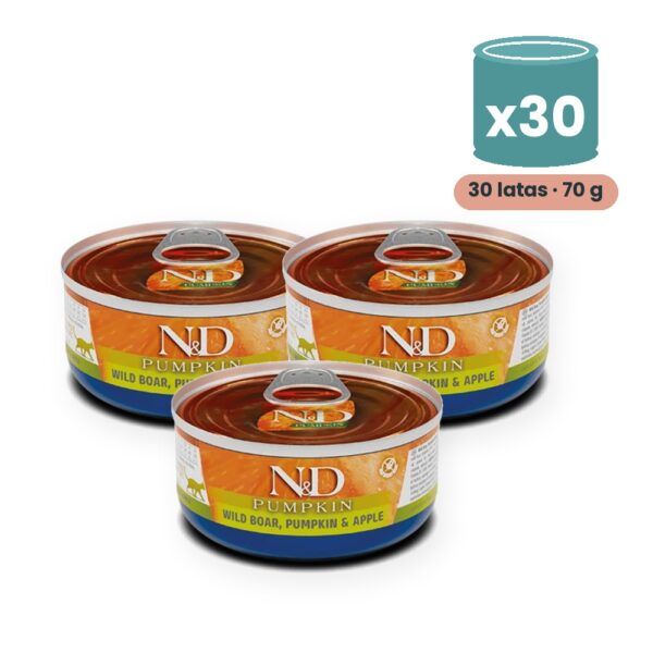 Farmina N&D Pumpkin Jabalí, Calabaza y Manzana Comida Húmeda para Gatos Pack 30x70 g