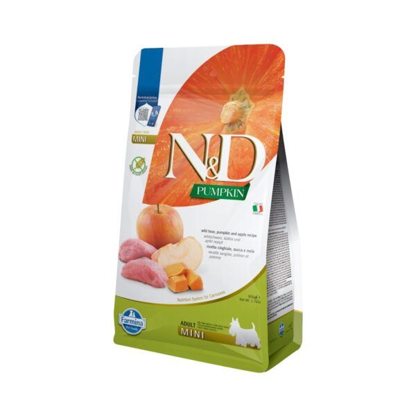 Farmina N&D Pumpkin Jabalí y Manzana Pienso Sin Cereales para Perros Mini 800 Gr