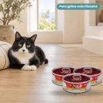 Gato junto a Farmina N&D Quinoa Cerdo Comida Húmeda para Gatos Esterilizados
