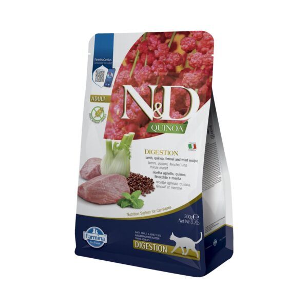 Farmina N&D Quinoa Digestion Cordero Pienso Sin Cereales para Gatos 300 Gr