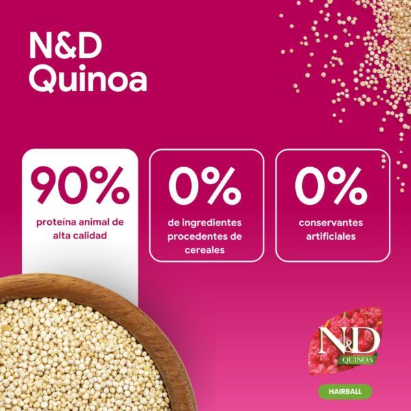 Farmina N&D Quinoa Hairball Pato Pienso Sin Cereales para Gatos - información oficial Farmina 2