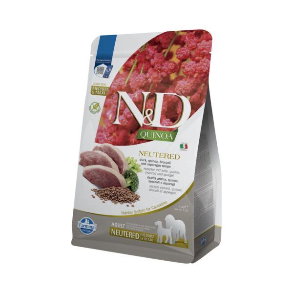 Farmina N&D Quinoa Pato Pienso Sin Cereales para Perros Esterilizados Medianos y Grandes 2,5 Kg