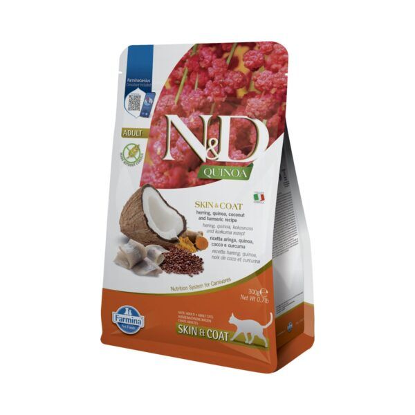 Farmina N&D Quinoa Skin & Coat Arenque Pienso Sin Cereales para Gatos 300 Gr