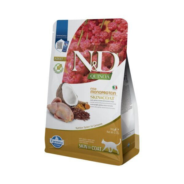 Farmina N&D Quinoa Skin & Coat Codorniz Pienso Sin Cereales para Gatos 300 Gr