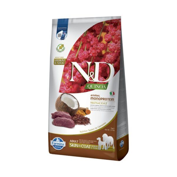 Farmina N&D Quinoa Skin & Coat Venado Pienso Sin Cereales para Perros Medianos y Grandes