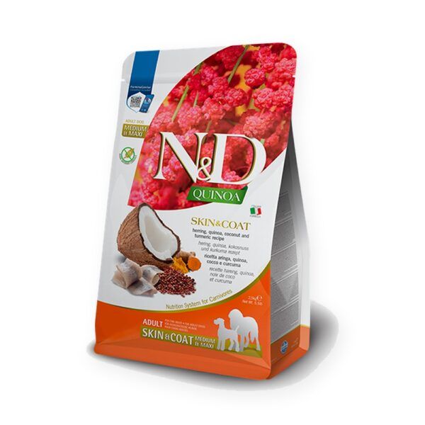 Farmina N&D Quinoa Skin & Coat Arenque Pienso Sin Cereales para Perros Medianos y Grandes 7 kg