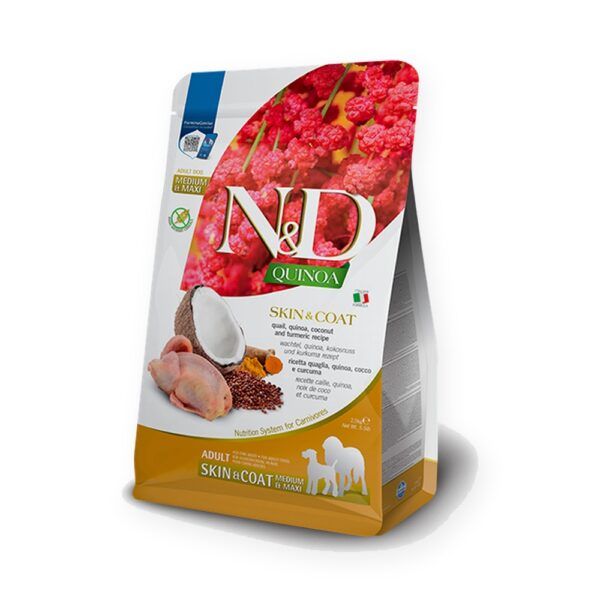 Farmina N&D Quinoa Skin & Coat Codorniz Pienso Sin Cereales para Perros Medianos y Grandes 7 kg
