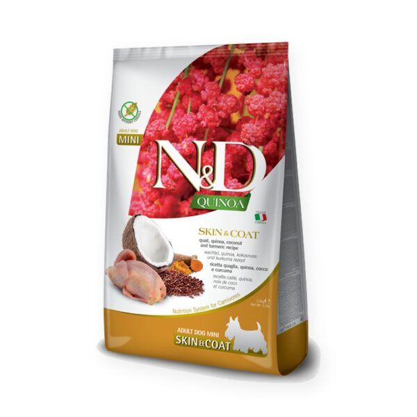 Farmina N&D Quinoa Skin & Coat Codorniz Pienso Sin Cereales para Perros Mini 2,5 kg