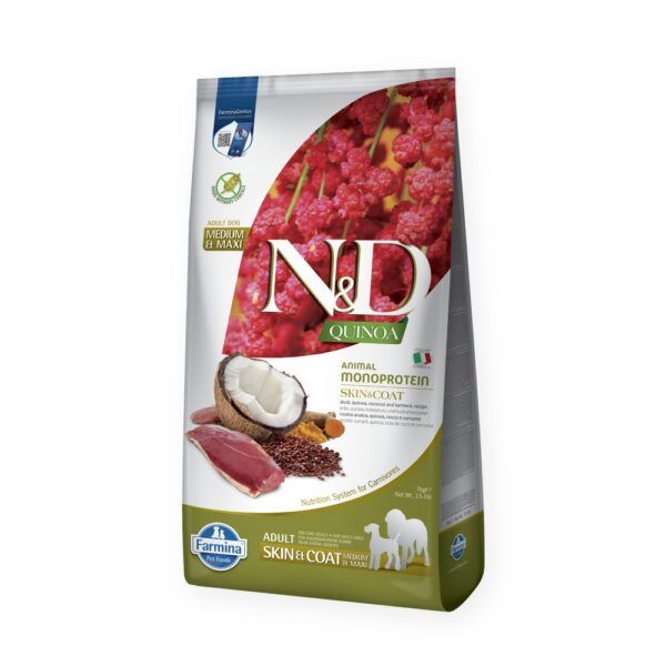 Farmina N&D Quinoa Skin & Coat Pato Pienso Sin Cereales para Perros Medianos y Grandes
