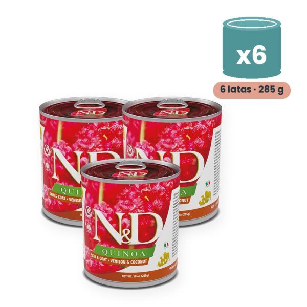 Farmina N&D Quinoa Skin & Coat Venado Comida Húmeda para Perros Pack 6x285 g