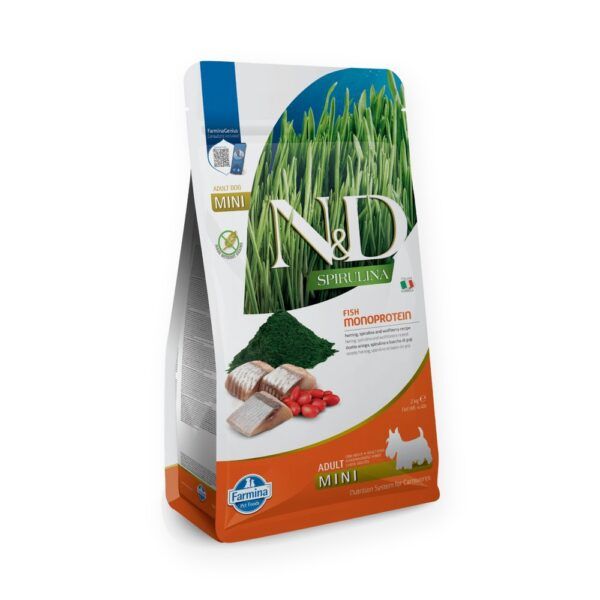 Farmina N&D Spirulina Arenque, Espirulina y Bayas de Goji Pienso Sin Cereales para Perros Mini
