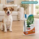 Perro junto a Farmina N&D Spirulina Arenque, Espirulina y Bayas de Goji Pienso Sin Cereales para Perros Mini