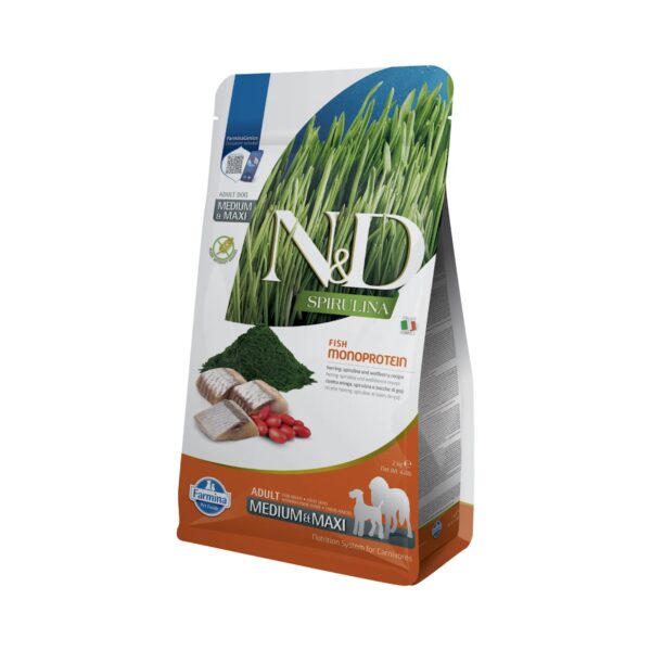 Farmina N&D Spirulina Arenque, Espirulina y Bayas de Goji Pienso Sin Cereales para Perros Medianos y Grandes 2 Kg
