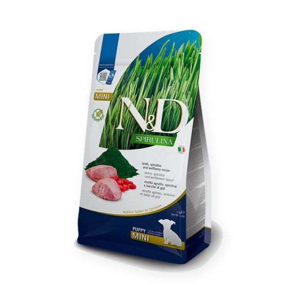 Farmina N&D Spirulina Cordero, Espirulina y Bayas de Goji Pienso Sin Cereales para Cachorros Mini 2 kg