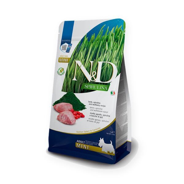 Farmina N&D Spirulina Cordero, Espirulina y Bayas de Goji Pienso Sin Cereales para Perros Mini