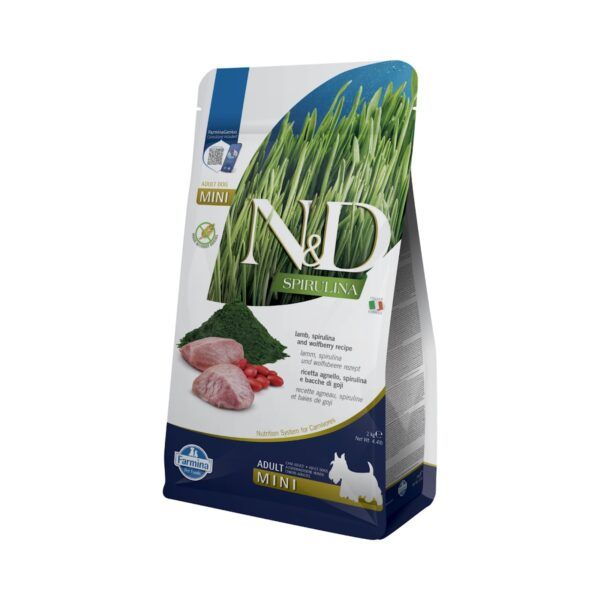 Farmina N&D Spirulina Cordero, Espirulina y Bayas de Goji Pienso Sin Cereales para Perros Mini