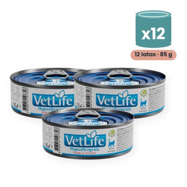 Farmina Vet Life Hypoallergenic Cerdo y Patata Comida Húmeda para Gatos Pack 12x85 g