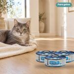 Gato junto a Farmina Vet Life Hypoallergenic Cerdo y Patata Comida Húmeda para Gatos