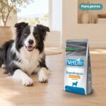 Perro junto a Farmina Vet Life Hypoallergenic Pescado y Patata Pienso para Perros