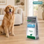 Perro junto a Farmina Vet Life Obesity Pienso para Perros
