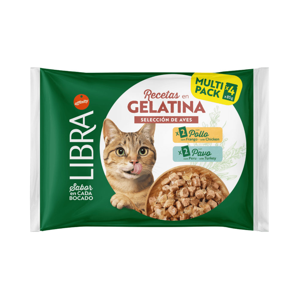 Libra Recetas en Gelatina Selección de Aves Pollo y Pavo Para Gatos Pack Ahorro 60×85 Gr Libra Recetas en Gelatina Selección de Aves Pollo y Pavo Para Gatos Pack Ahorro 60×85 Gr
