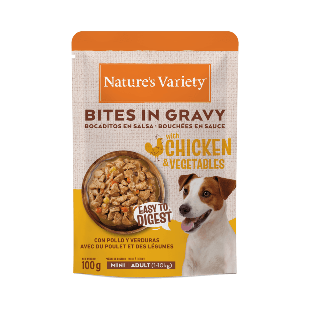 Nature's Variety Bocaditos en Salsa con Pollo y Verduras Para Perros Mini Pack Ahorro 24×100 Gr Nature's Variety Bocaditos en Salsa con Pollo y Verduras Para Perros Mini Pack Ahorro 24×100 Gr
