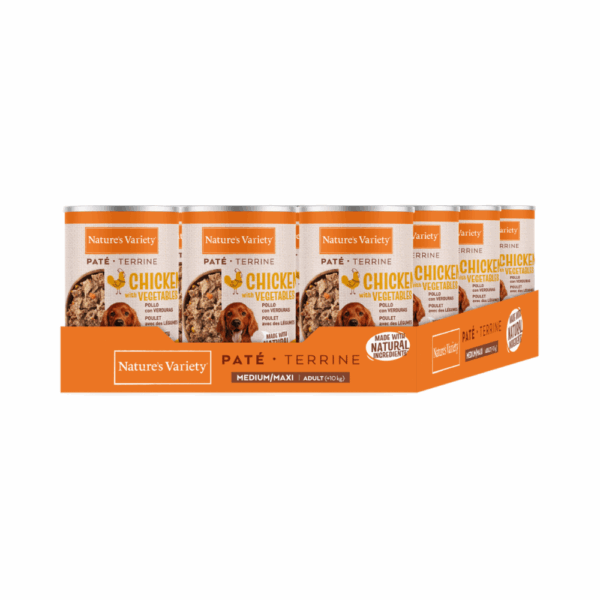 Nature's Variety Paté con Pollo Para Perros Adultos Medium/Maxi Pack Ahorro 12×400 Gr