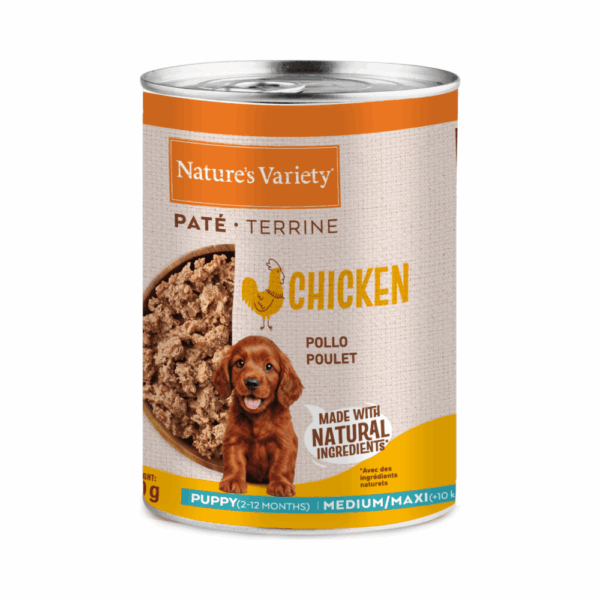 Nature's Variety Paté con Pollo Para Perros Cachorros Medium/Maxi Pack Ahorro 12×400 Gr