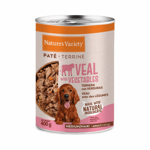 Nature's Variety Paté con Ternera Para Perros Adultos Medium/Maxi Pack Ahorro 12×400 Gr