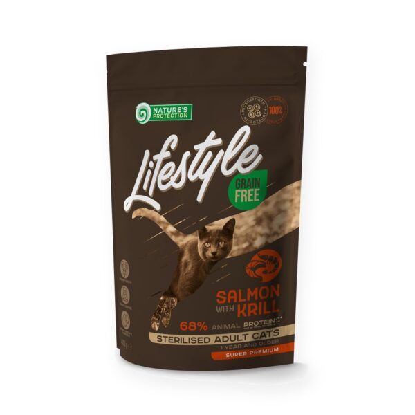 Nature's Protection Lifestyle Pienso Sin Cereales Salmón Y Krill Para Gatos Esterilizados 1,5 kg