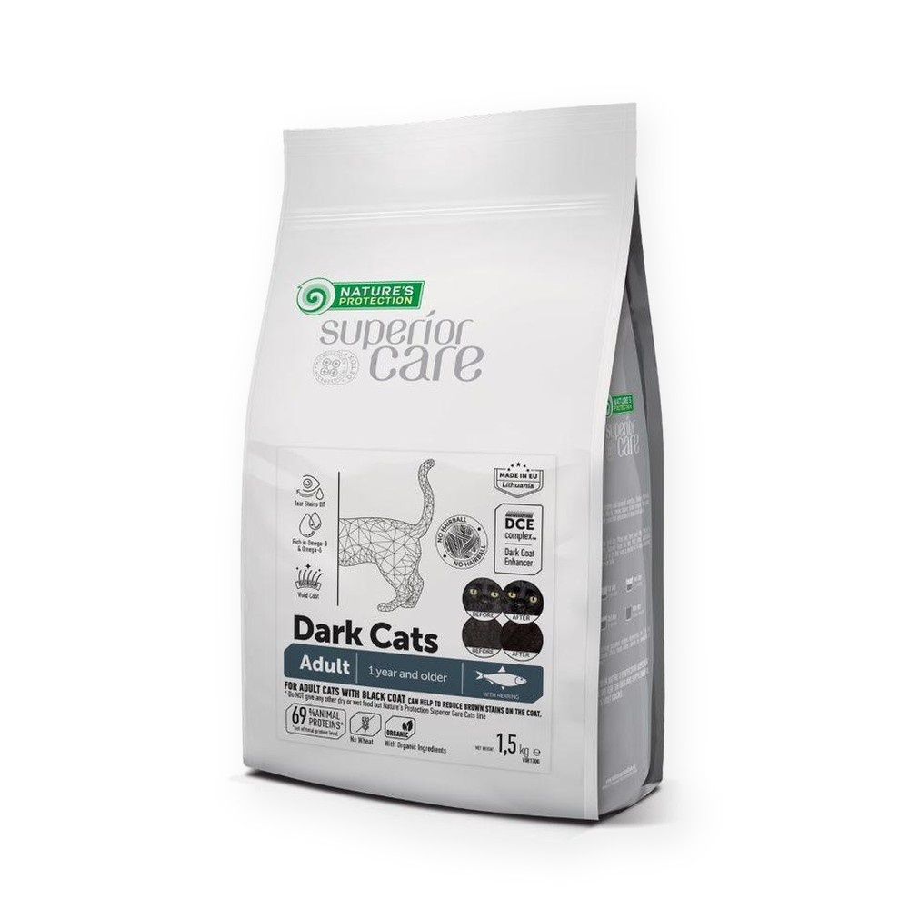 Nature's Protection Superior Care Dark Cat Pienso Sin Cereales Arenque Para Gatos Adultos Pelo Oscuro Nature's Protection Superior Care Dark Cat Pienso Sin Cereales Arenque Para Gatos Adultos Pelo Oscuro