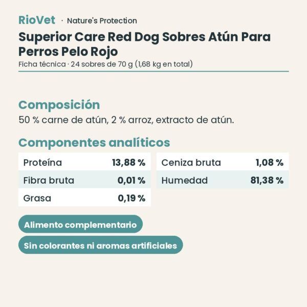Nature's Protection Superior Care Red Dog Sobres Atún Para Perros Pelo Rojo Pack 24x70 g ficha técnica