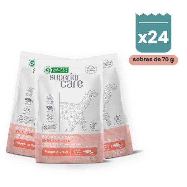 Nature's Protection Superior Care Sobres Atún Y Camarones Para Gatos Piel Y Pelo Pack 24x70 g