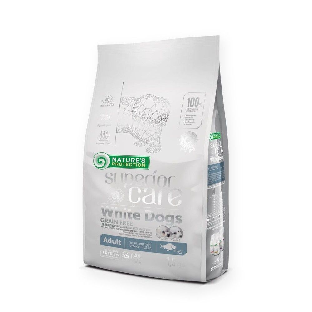 Nature's Protection Superior Care White Dog Pienso Sin Cereales Pescado Blanco Para Perros Adultos Razas Pequeñas Y Mini 1,5 kg