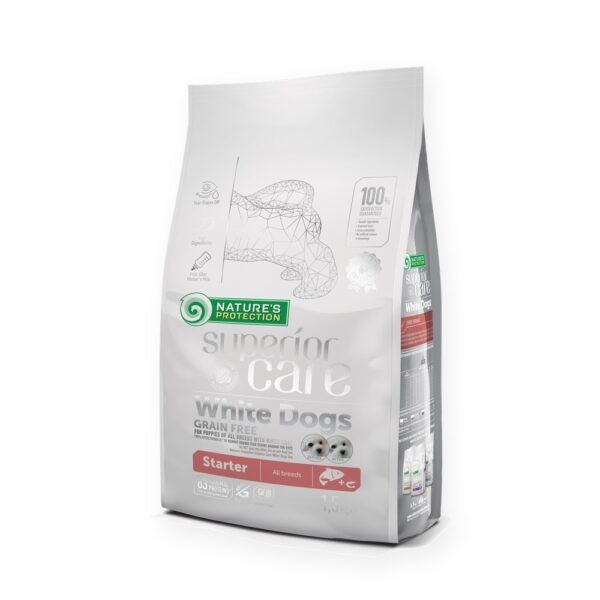Nature's Protection Superior Care White Dog Pienso Sin Cereales Salmón Para Cachorros Pelo Blanco 10 kg