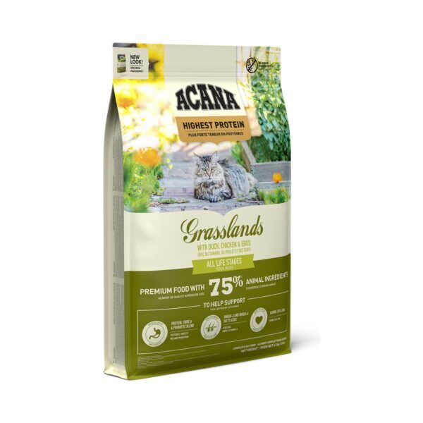 Acana Highest Protein Grasslands Pienso Sin Cereales con Pato, Pollo y Huevo para Gatos 340 g