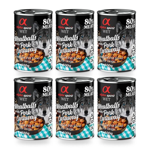 Alpha Spirit Albóndigas de Cerdo y Alcaravea para Perros en Lata
