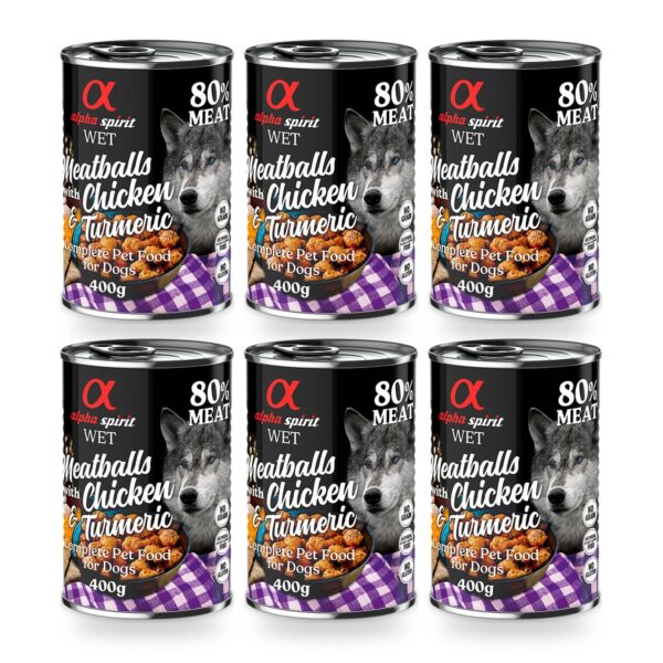Alpha Spirit Albóndigas de Pollo con Cúrcuma para Perros en Lata