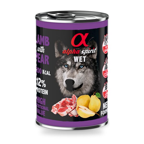Alpha Spirit Paté de Cordero con Pera para Perros en Lata Pack 6×400 g - unidad
