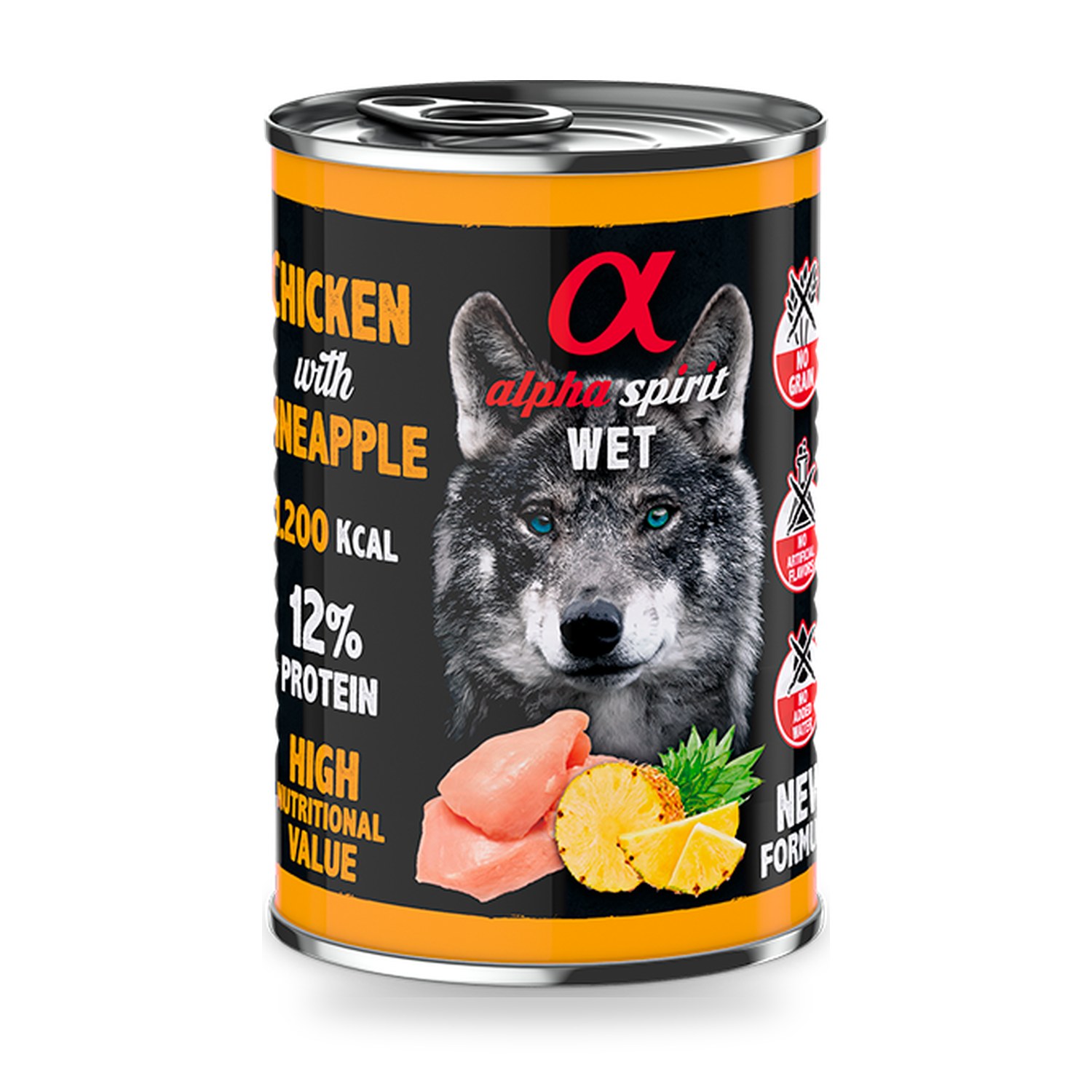 Alpha Spirit Paté de Pollo con Piña para Perros en Lata Pack 6×400 g - unidad Alpha Spirit Paté de Pollo con Piña para Perros en Lata Pack 6×400 g - unidad