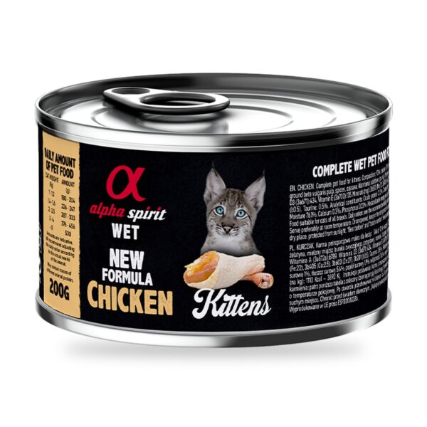 Alpha Spirit Paté de Pollo para Gatitos en Lata Pack 6×200 g - unidad