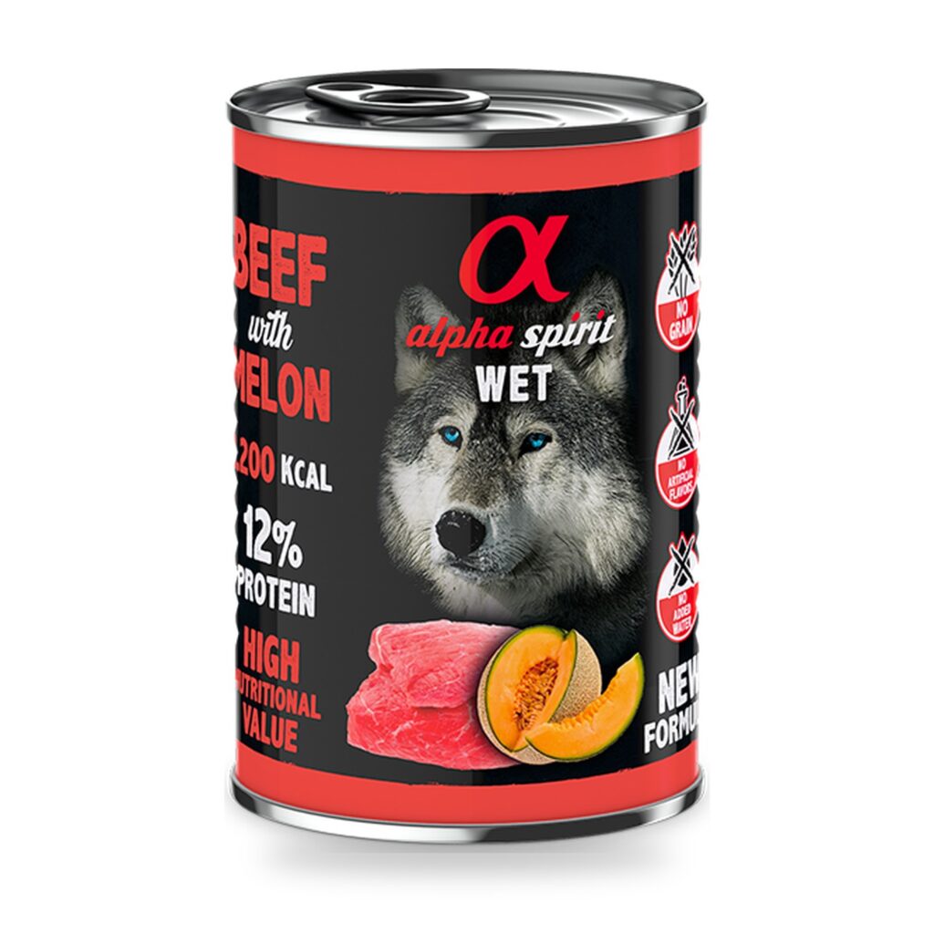 Alpha Spirit Paté de Ternera con Melón para Perros en Lata Pack 6×400 g - unidad