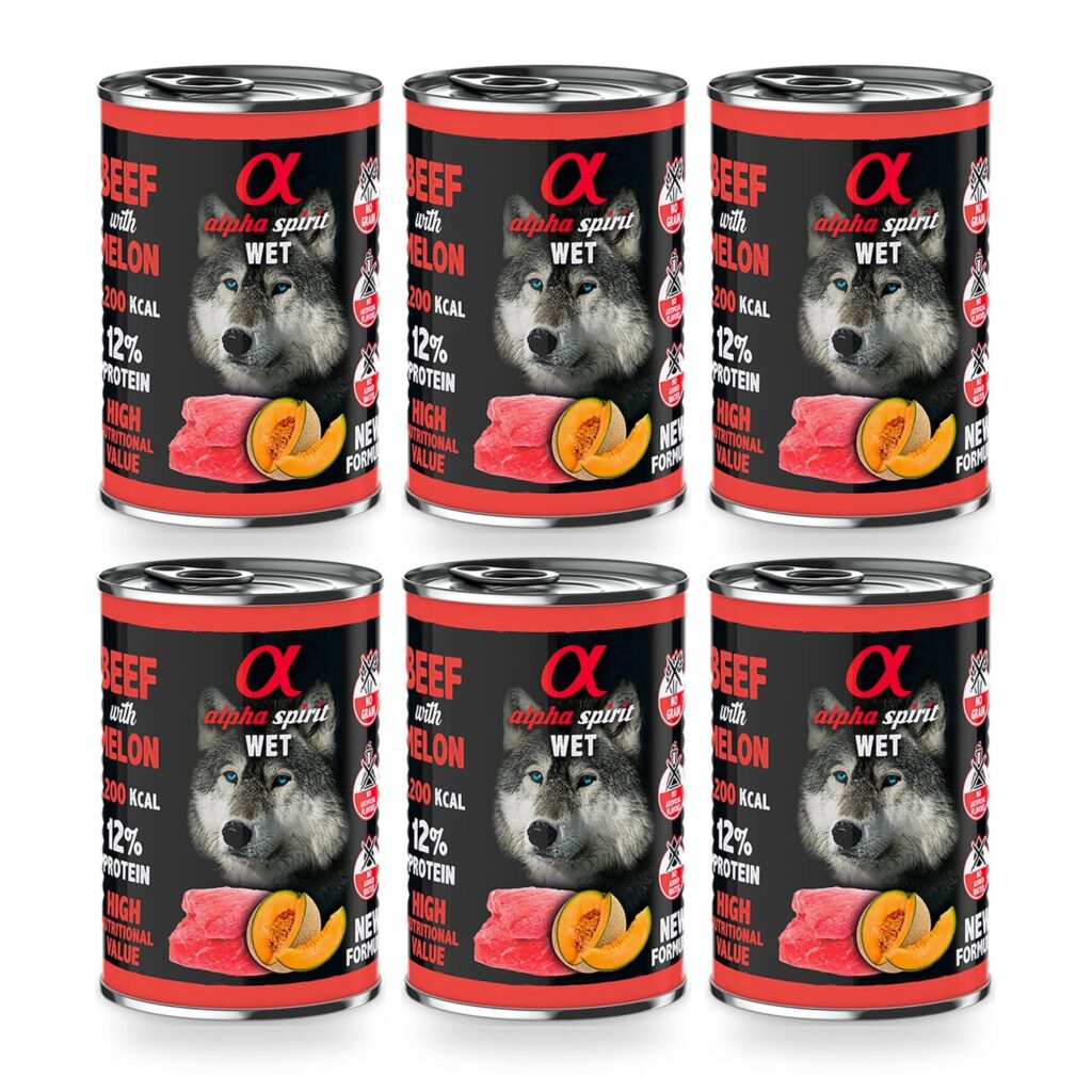 Alpha Spirit Paté de Ternera con Melón para Perros en Lata Pack 6×400 g