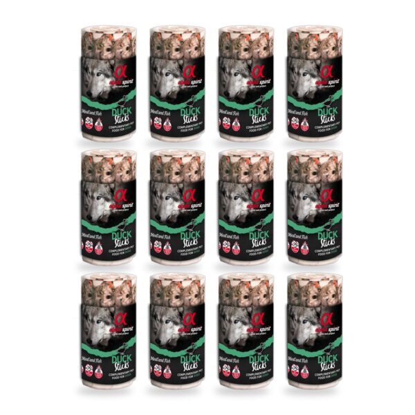 Alpha Spirit Ristra de Barritas de Pato para Perros Pack 12×160 g