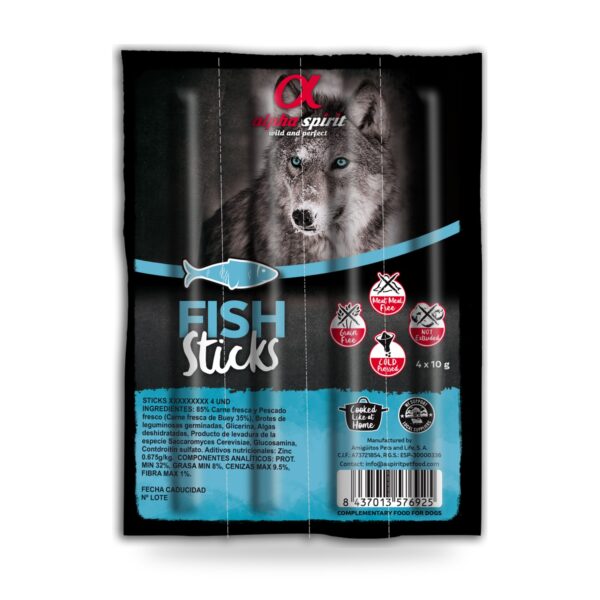 Alpha Spirit Ristra de Barritas de Pescado para Perros Pack 16 Ristras de 4 Unidades - unidad