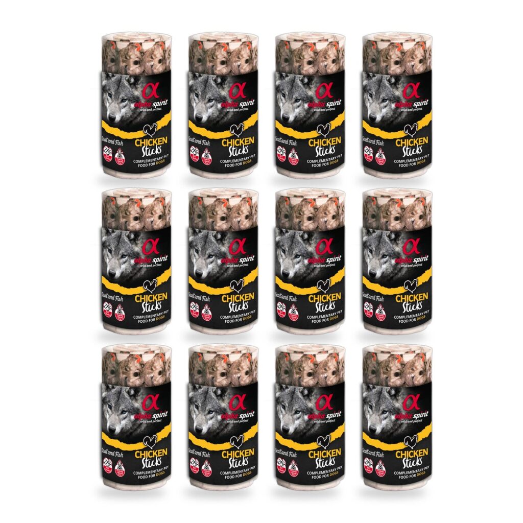 Alpha Spirit Ristra de Barritas de Pollo para Perros Pack 12×160 g