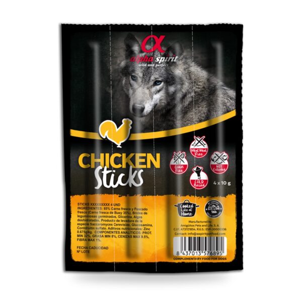 Alpha Spirit Ristra de Barritas de Pollo para Perros Pack 16 Ristras de 4 Unidades - unidad